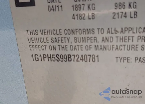 2011 Chevrolet Cruze Ltz из США, поврежденный, VIN 1G1PH5S99B7240781